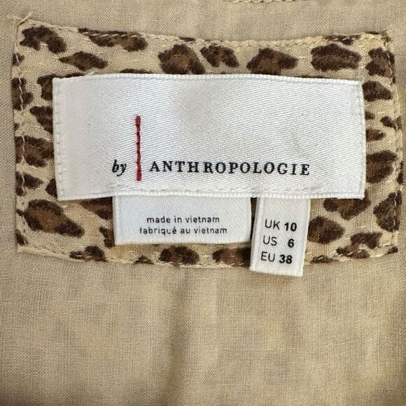 Anthropologie Bolano cheetah print midi dress with a button-down front and tie w - Picture 8 of 12